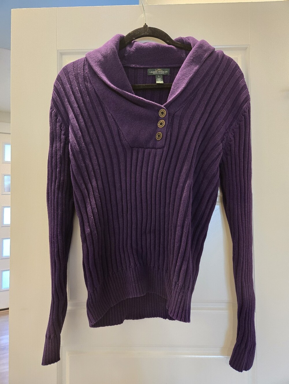 Lauren Ralph Lauren Knit Shawl Collar Sweater - Purple